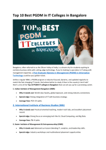 Top 10 PGDM in IT Colleges in Bangalore: Your Guide to Tech Management