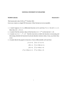 Calculus Homework: Extreme Values, Increasing/Decreasing Intervals