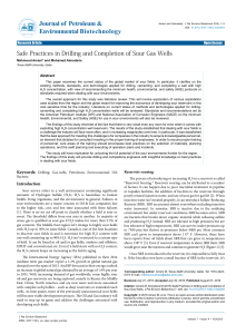 Safe Practices in Drilling & Completion of Sour Gas Wells