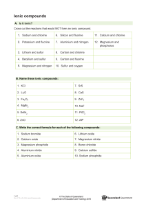 Ionic Compounds Chemistry Worksheet: Naming, Formulas, & Identification