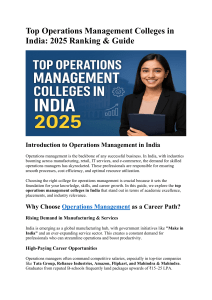 Top Operations Management Colleges in India 2025: Ranking & Guide