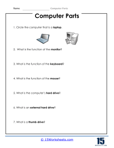 Computer Parts Worksheet: Identify & Understand Basic Components