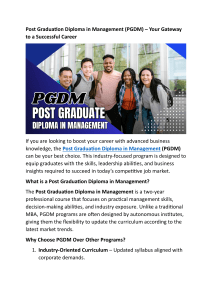 PGDM: Post Graduation Diploma in Management - Career Gateway