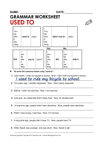 Used To Grammar Worksheet: English Practice Exercises