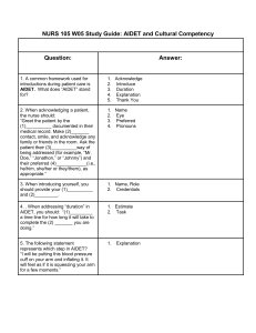 NURS 105 Study Guide: AIDET & Cultural Competency in Nursing