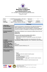 Science 9 Lesson Plan: Characteristics of Stars (Brightness, Color)