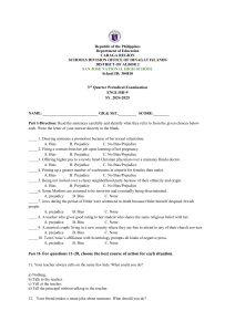 English 9 Periodical Exam: Bias, Prejudice & Media Literacy