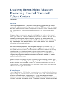 Localizing Human Rights Education: Universal Norms & Cultural Contexts