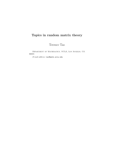 Topics in Random Matrix Theory by Terence Tao - Graduate Course Notes