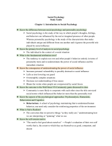 Social Psychology Study Guide: Key Concepts & Research Methods