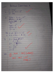Math Revision Class Test: Algebra & Percentage Problems