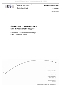 Eurocode 7: Geoteknik - Del 1: Generelle regler (Rettelsesblad)
