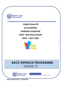 Grade 10 Accounting Reconciliation Marking Guideline - FET Curriculum