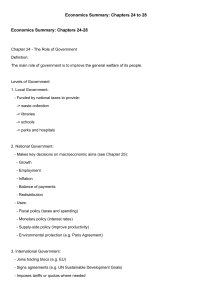 Economics Summary: Government Role, Macroeconomic Aims & Policies