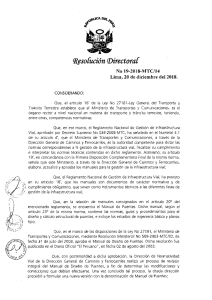 Resoluci&oacute;n Directoral 19-2018-MTC/14: Aprobaci&oacute;n del Manual de Puentes