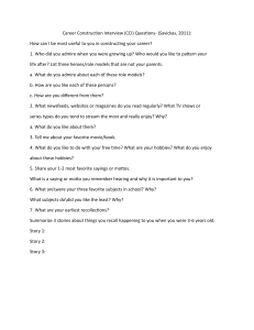Career Construction Interview Questions (CCI) - Savickas (2011)