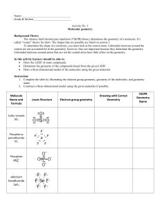 Molecular Geometry Activity: VSEPR Theory & 3D Models