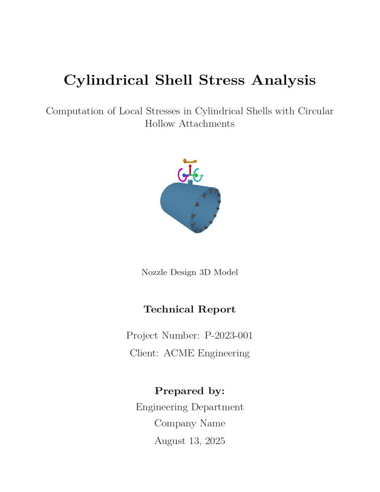 Cylindrical Shell Stress Analysis: Local Stresses & Nozzle Design Report