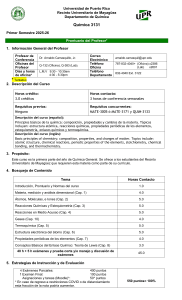 Syllabus Qu&iacute;mica 3131 UPR Mayag&uuml;ez 2025-26