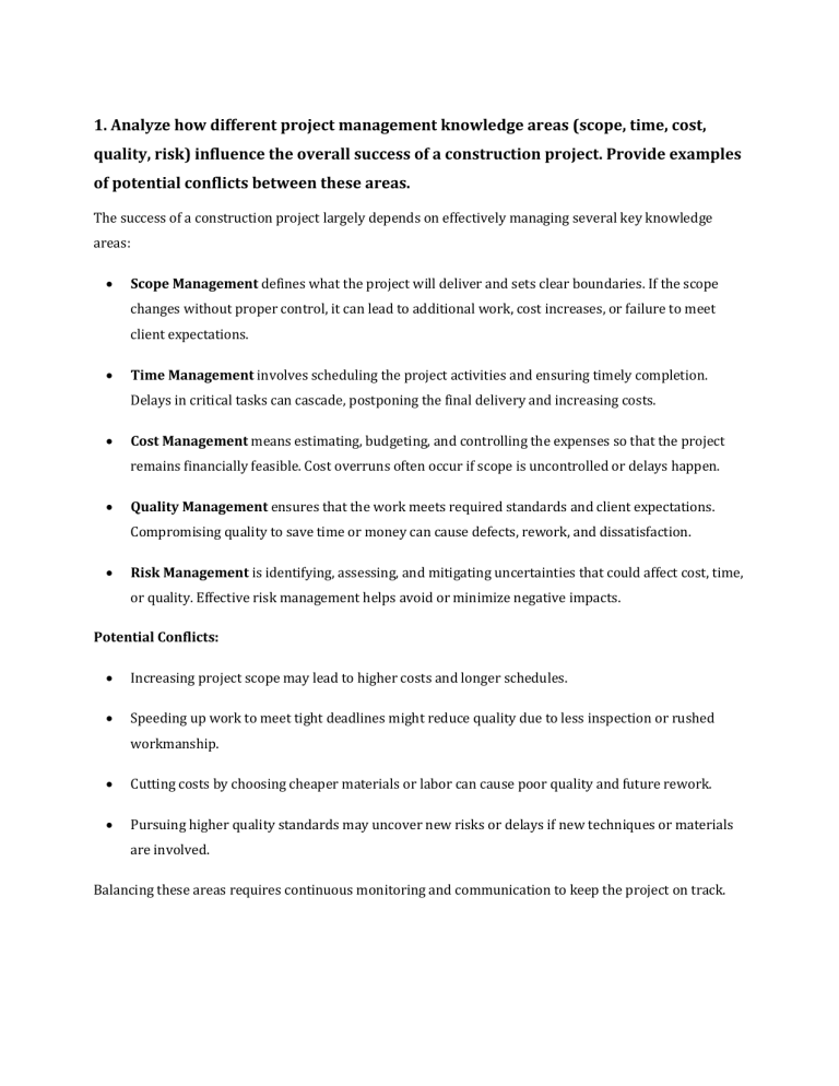 Construction Project Management: Scope, Time, Cost, Quality, Risk ...