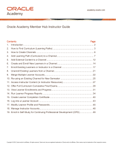 Oracle Academy Member Hub Instructor Guide: Curriculum & Learner Management