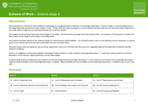 Cambridge Secondary 1 Science Stage 8 Scheme of Work