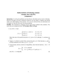 IIT Jammu Calculus Assignment 2: Partial Derivatives & Integrability