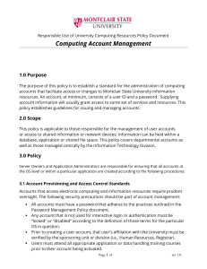 Montclair State University Computing Account Management Policy