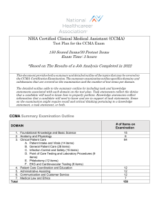 NHA CCMA Exam Test Plan 2022: Clinical Medical Assistant Certification