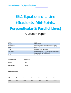 IGCSE Maths E5.1: Equations of a Line Question Paper (Gradients)