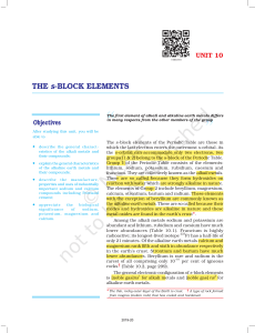 The s-Block Elements: Alkali & Alkaline Earth Metals Chemistry