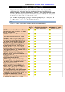 World War One Origins: Timeline & Blame Analysis Student Handout