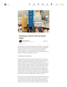 Amine Unit Foaming: Causes, Effects, and Solutions in LNG Facilities