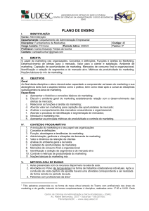 Plano de Ensino: Fundamentos de Marketing - UDESC