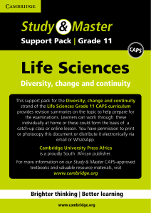 Grade 11 Life Sciences Support Pack: Biodiversity & Continuity Revision