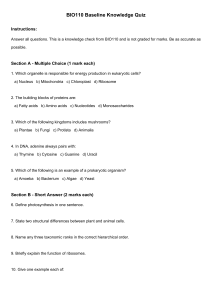 BIO110 Baseline Knowledge Quiz: Biology Concepts Assessment