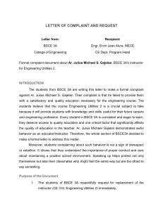 Complaint Letter: BSCE 3A Students Against Engineering Instructor