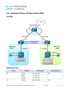 IPsec VTI Site-to-Site VPNs Lab: Cisco Router & Switch Configuration