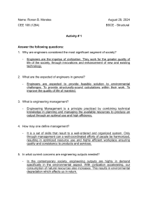 Engineering Management Activity: Role of Engineers & Society
