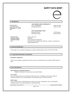 NeoCryl XK-190 Safety Data Sheet | Chemical Hazards & Safety