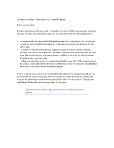 Corporate Sales DivSales Class Specification - C++ Programming Exercise