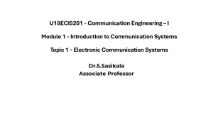 Communication Engineering I: Electronic Communication Systems Intro
