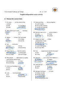 English Grammar Quiz: Tenses, Comparatives, Vocabulary Practice