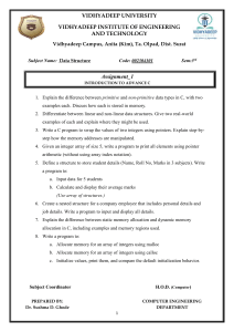 Data Structure Assignment 1: Introduction to Advanced C Programming