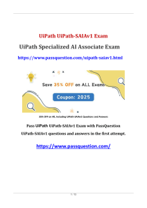 UiPath-SAIAv1 UiPath Specialized AI Associate Exam Questions