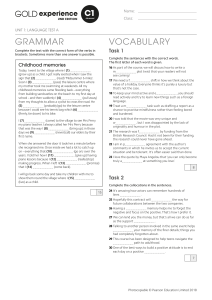 C1 Advanced English Language Test A - Grammar & Vocabulary