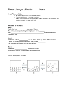 Phase Changes of Matter: Kinetic Theory & States of Matter Worksheet