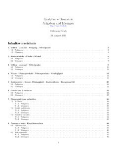 Analytische Geometrie Aufgaben und L&ouml;sungen | Fersch