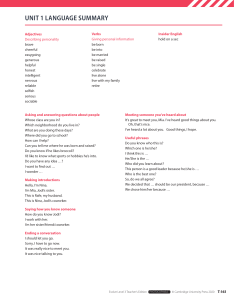 Evolve Level 3 English Language Summary: Unit 1 Vocabulary & Phrases