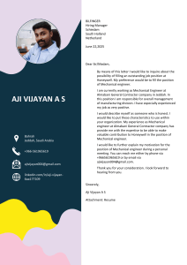 Aji Vijayan A S - Mechanical Engineer Cover Letter & Resume
